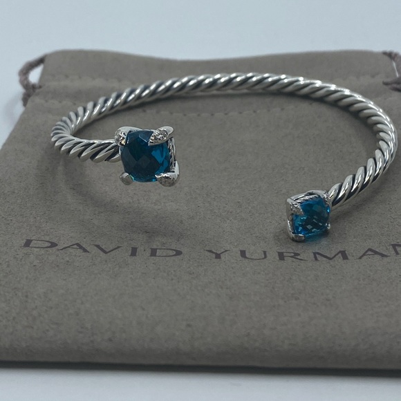 David Yurman Bypass 925 Diamond Hampton Blue Topaz - Picture 2 of 4